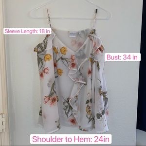 NY&Co Flowy and Floral Blouse - See through long sleeve